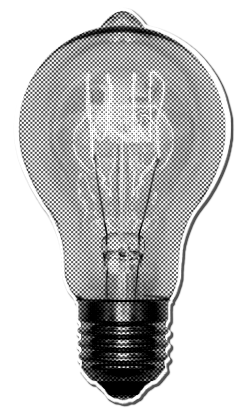 Imagen de una bombilla con efecto halftone