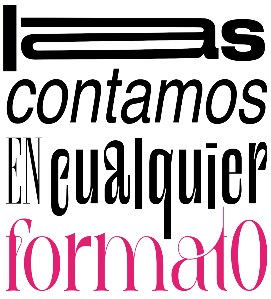 Imagen con el texto: las contamos en cualquier formato
