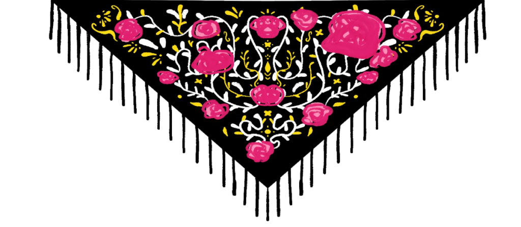 Ilustración de una mantilla flamenca